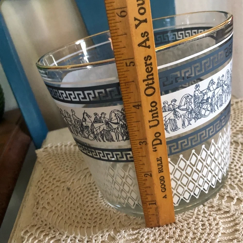 Vintage Jeannette Patrician Egyptian Greek Glass Ice Bucket